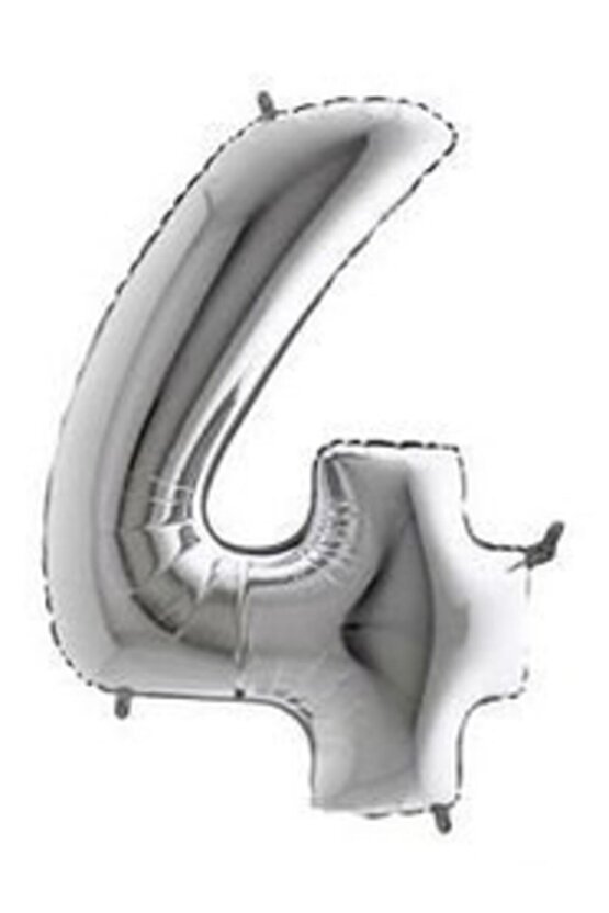 Parti Malzemesi Folyo Balon Gümüş Rakam 4 100cm