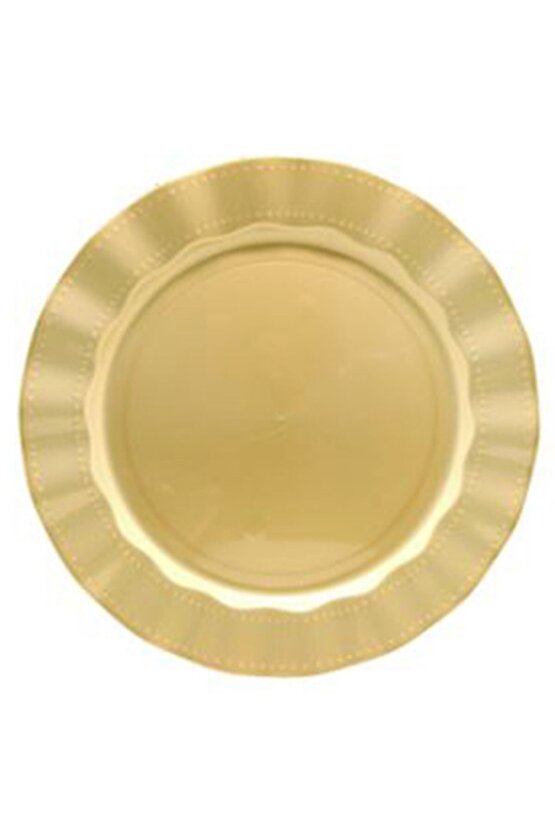 Gold Lüks Yuvarlak Mika Tabak 22 Cm 6 Adet