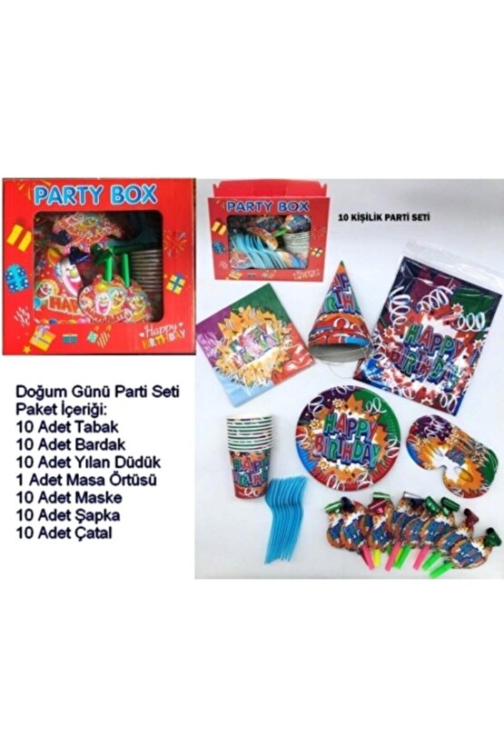 Parti Box Kutlama Seti - Çoçuklar Için 10 Kişilik (1 Paket) Renk Kırmızı