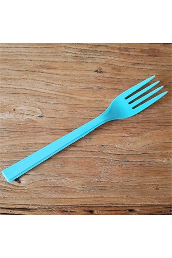 Mavi Plastik Çatal 18 cm-25 Adet