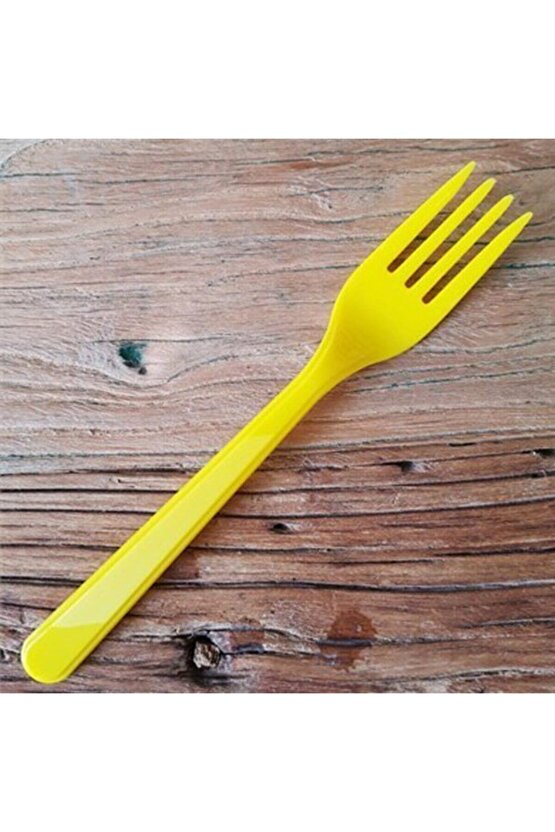 Sarı Plastik Çatal 18 Cm-25 Adet