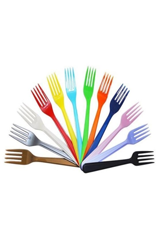 Renkli Plastik Çatal 25 Adet Kırmızı Renk