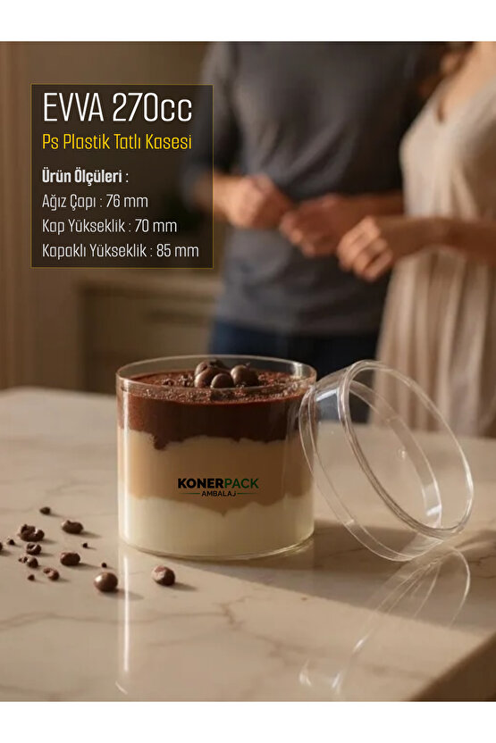 24 Adet Mika Sert Plastik Tatlı Kasesi , Kap Kapak Takım