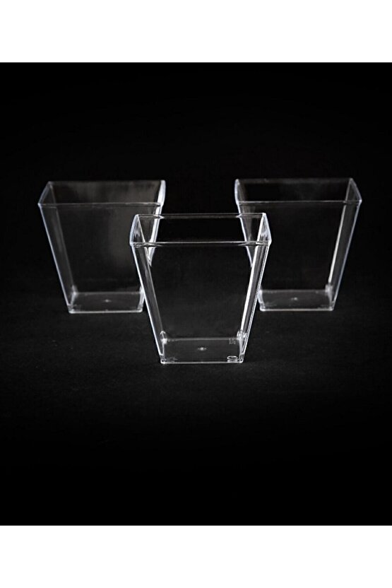 Sert Şeffaf Plastik Akrilik Prizma Kase Salata Çerez Cips Magnolya Tatlı Koymaya Büyük Boy 10 Adet