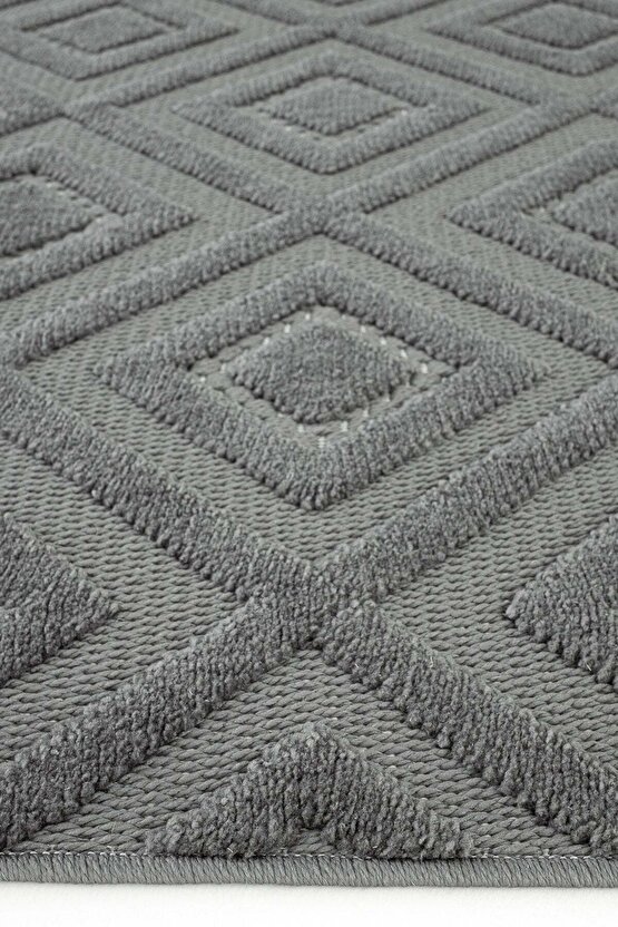 Dizayn Kaymaz Taban Koridor Halısı Kesme Yolluk Mutfak Halısı Modern Salon Halısı 1089 ANTRASİT