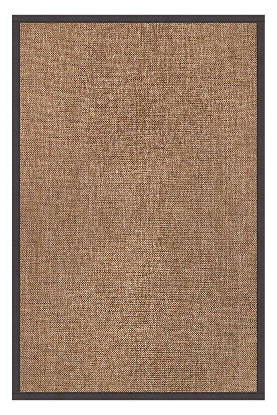 0604-Antrasit Kumaş Bordür Sisal Jut Halı Kilim Hav Toz Vermez Kolay Temizlenen Hasır Kilim