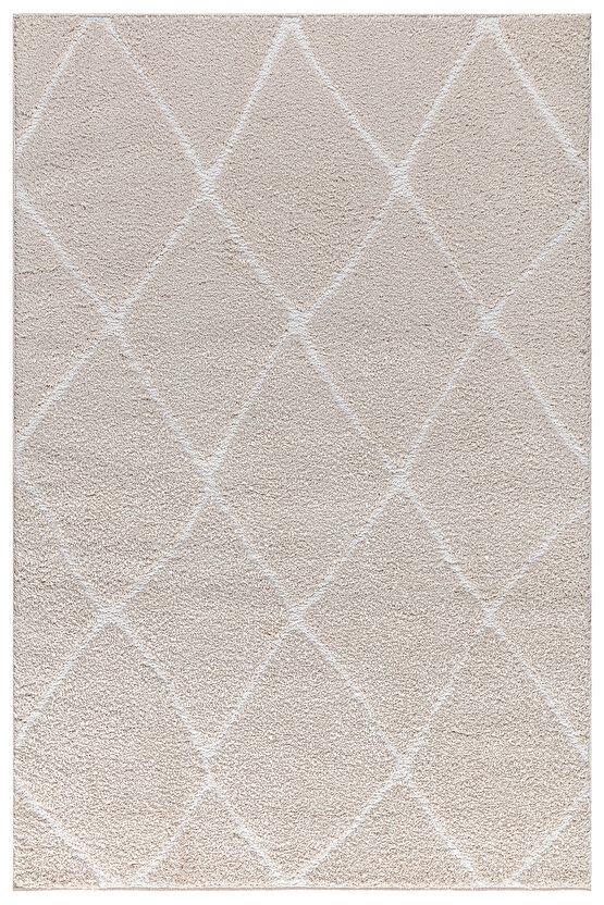 B109 Bej Kolay Kullanım Hav Toz Vermez Yumuşak Dokulu Uzun Tüylü Modern Shaggy Halı