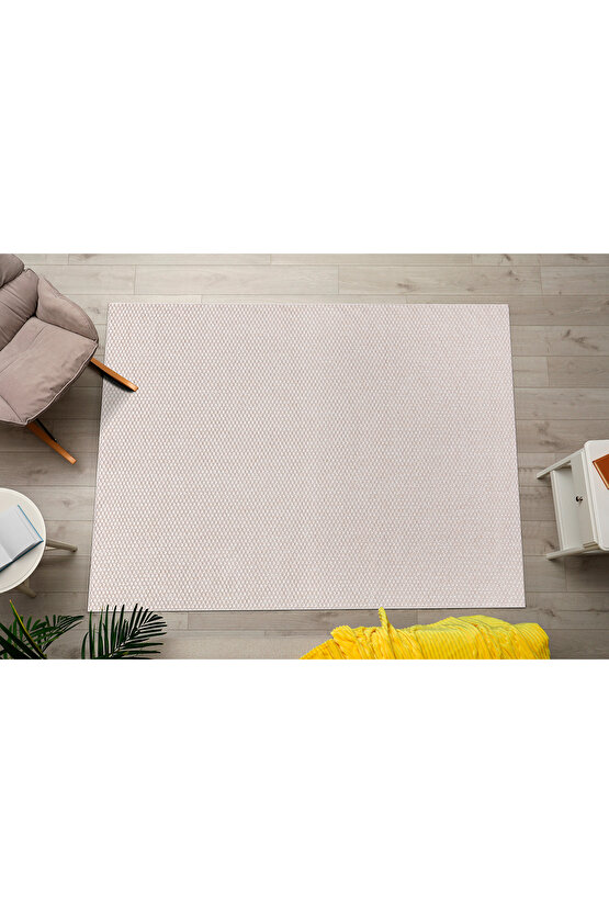 TM-01 Sisal Jut Hasır Model Tek Renk Dokuma Yıkanabilir Toz Vermez  Halı Krem