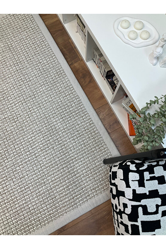 Kumaş Bordür Bej Bukle Krem Bordür  Halı Salon Koridor Mutfak Çocuk Odası Halısı  Kilim S266