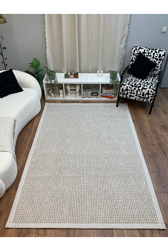 Kumaş Bordür Bej Bukle Krem Bordür  Halı Salon Koridor Mutfak Çocuk Odası Halısı  Kilim S266