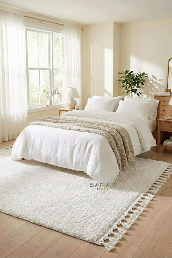 Comfort Puffy Peluş Halı Beyaz