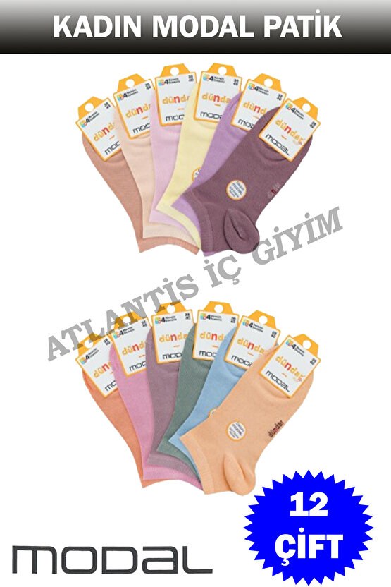 KADIN MODAL PATİK ÇORAP 12Lİ ASORTİ 4506