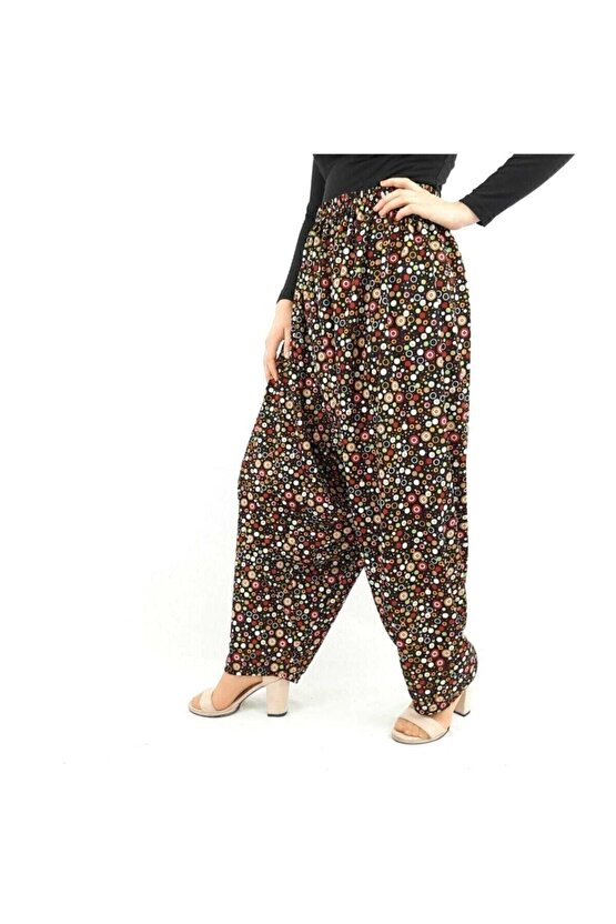 Çiçekli Yöresel Jarse Yukarıdan Ağlı Şalvar Çiçek Desenli Rahat Muazam Günlük Giyime Uygun