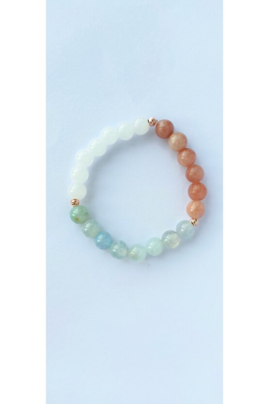 Aquamarin Güneştaşı ve Kuvars Bileklik