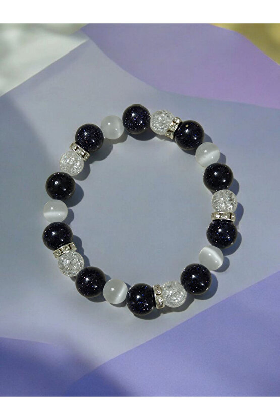 YILDIZ TAŞI (LACİVERT ) NECEF VE KEDİ GÖZÜ BİLEKLİK