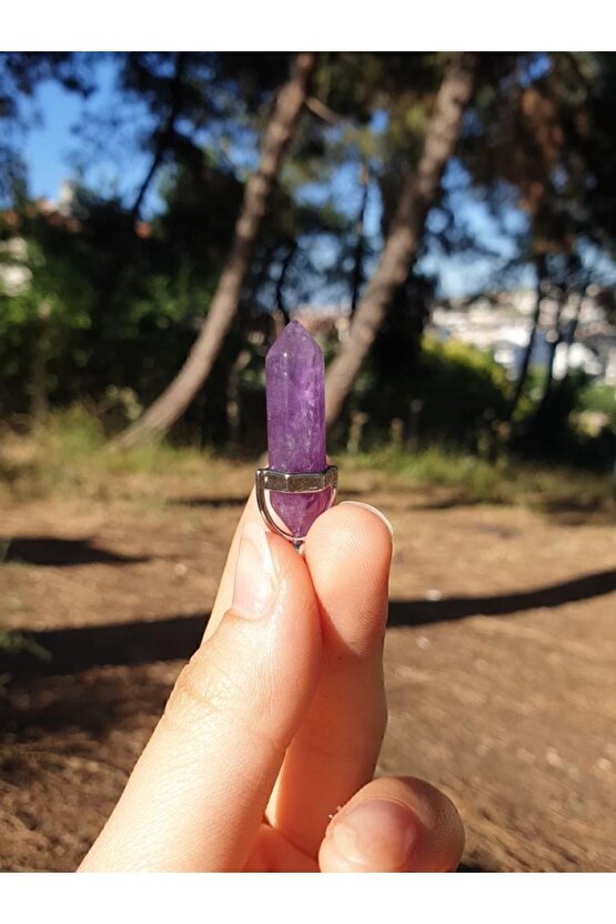 Mor Kuvars Ametist Çivi Kesim Doğal Taş