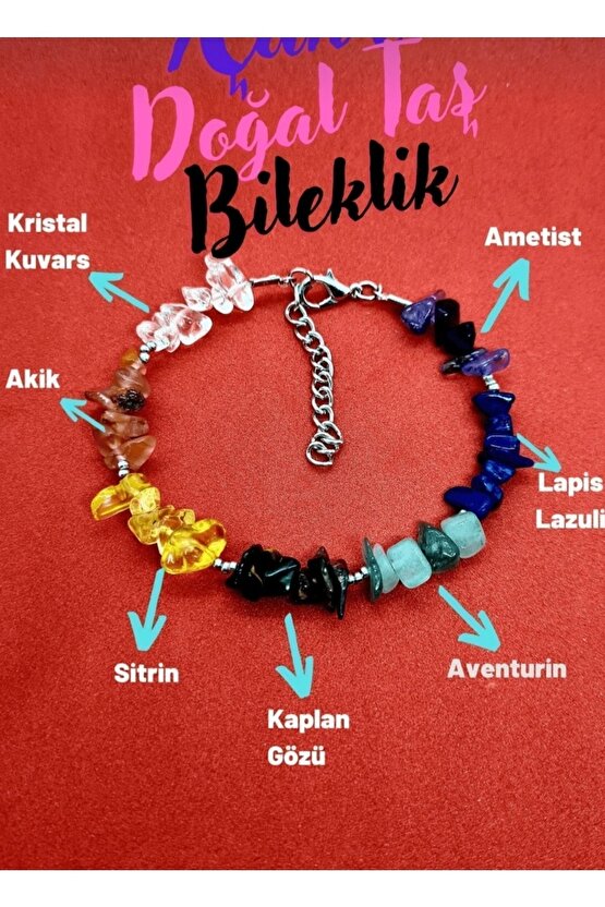 Çakra Doğal Taş Bileklik Kristal Kuvars Ametist Lapis Lazuli Aventurin Kaplan Gözü Akik