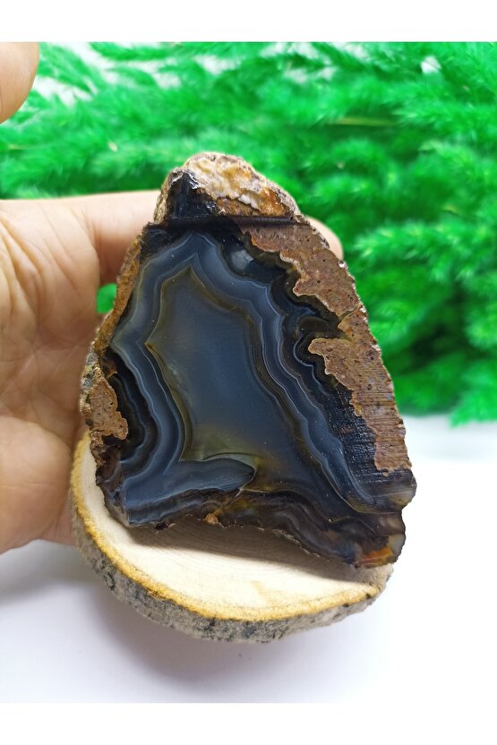 Madagaskar Akik Taşı Standlı Doğal Taş (sertifikalı)