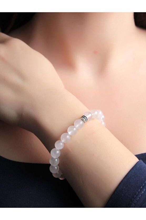 Doğal taş Pembe Kuvars Doğal Taş Bileklik