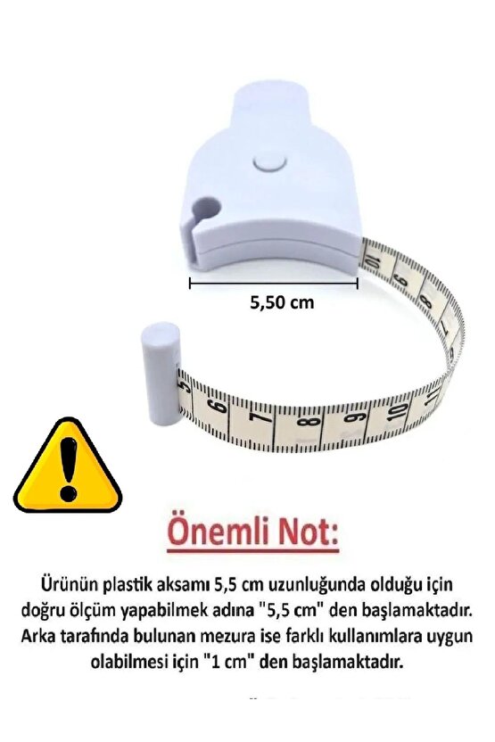 HR Vücut Ölçüm Cetveli Mezura Çok Amaçlı Bel Kalça Göğüs Bacak 150 Cm