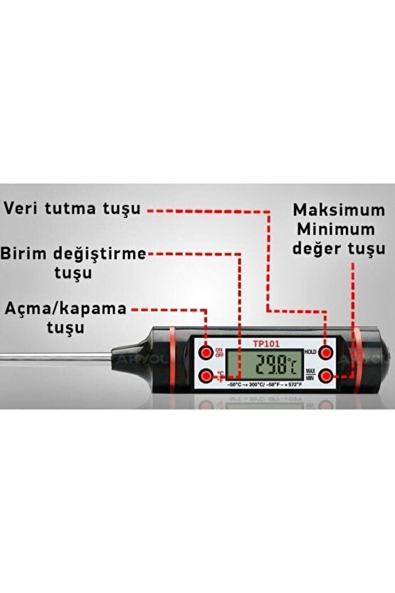Tp-101 Sıvı Çubuk Termometre Gıda Yiyecek Içecek Sıcaklık Ölçer