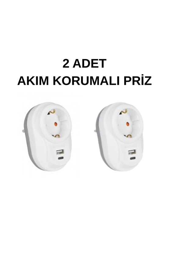 (2 Adet) Nilson Akım Korumalı Tekli Fiş Priz U+C-Type
