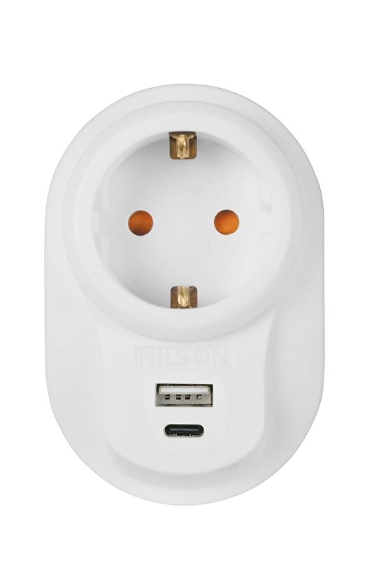 (2 Adet) Nilson Akım Korumalı Tekli Fiş Priz U+C-Type