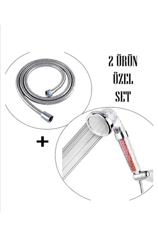 Duş Hortumu Hediyeli Boncuklu Su Arıtmalı Ve Tasarruflu Duş Başlığı Duş Seti