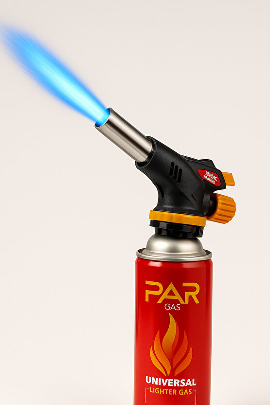 Pürmüz Çakmak Başlığı + 6 Adet PAR Gas Çakmak Gazı Seti | 1300°C Jet Alev | Mutfak, Kamp