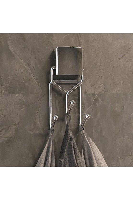 Decorev Süper Yapışkanlı Metal Yapıştırıcılı Krom Üçlü Askı Dc-4773