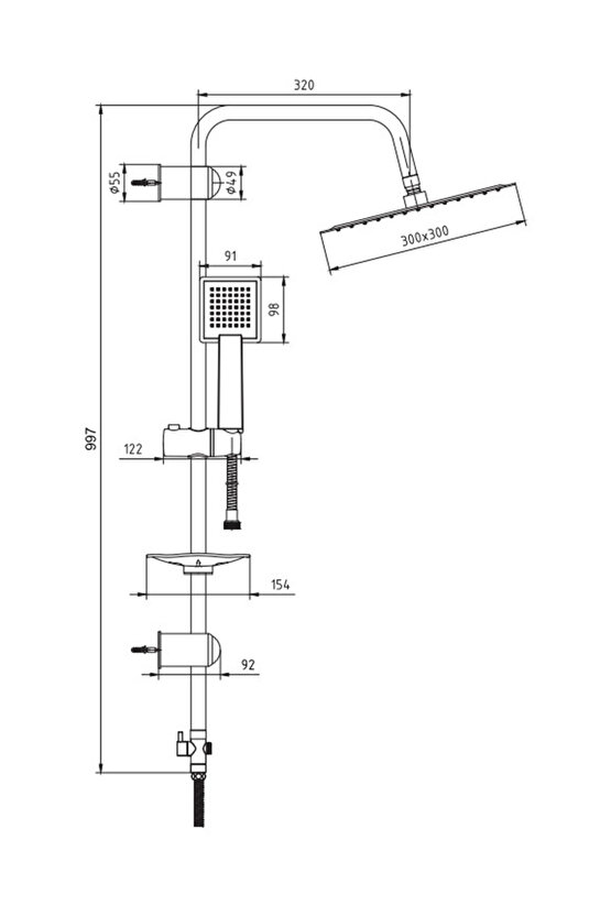 AR Ark Banyo Kare Takım Duş Kolonu Slim Tepe Duş Seti 102158035