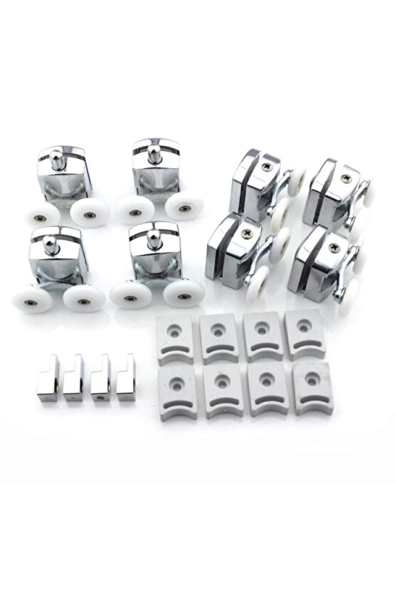 Kırılmaz Duşakabin Tekeri Krom Çift Teker Duşakabin Rulmanı Eksiksiz Tam Set 22 mm