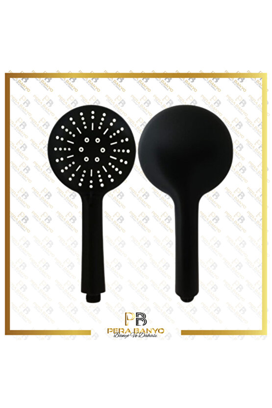 Panter 5 Fonksiyonlu Siyah Duş Başlığı + Pvc Duş Hortumu + Vakumlu Mafsal Duş Takımı