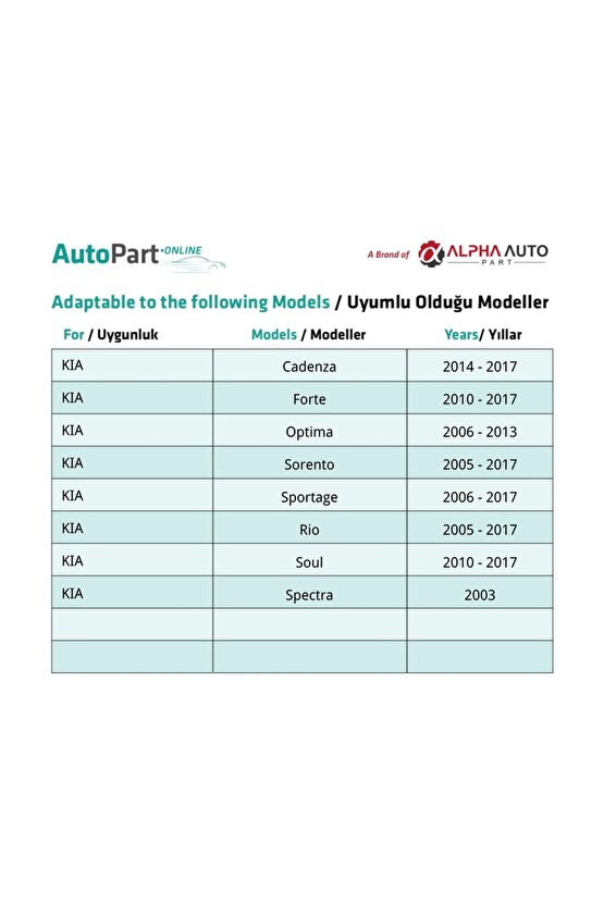 Kia Cadenza Forte Sorento Sportage Spectra için Çamurluk Montaj Somonu - 50 Adet