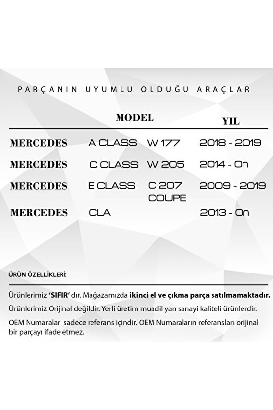 Mercedes W205 W177 C CLA A E Class için Sunroof Tamir Takımı