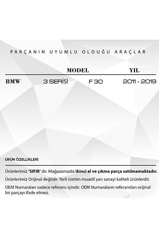 Bmw 3 Serisi F30 Için Port Bagaj Tavan Çıta Kapağı