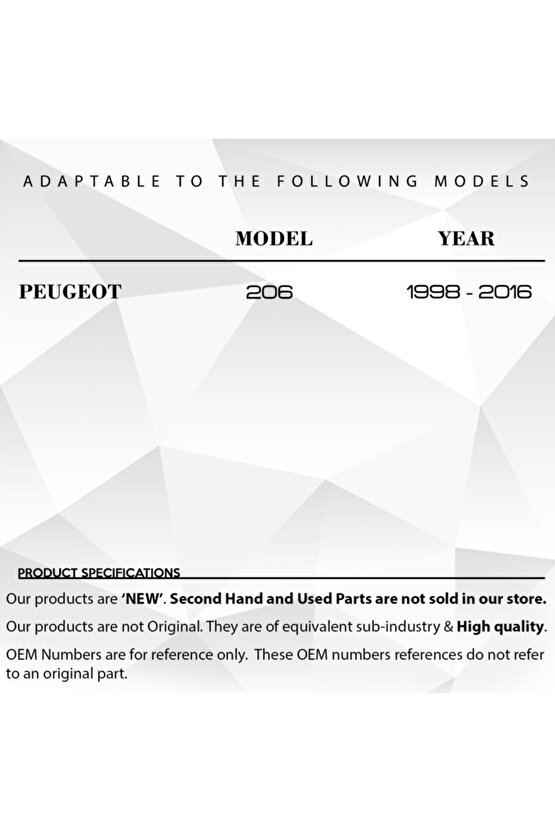 Peugeot 206 için Sunroof Kızak Plastiği 2li