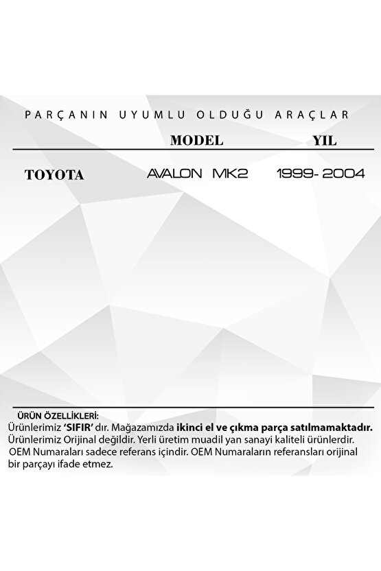 Toyota Avalon Mk2 Için Kontak Anahtar Kilit Silindir Mili- Sol