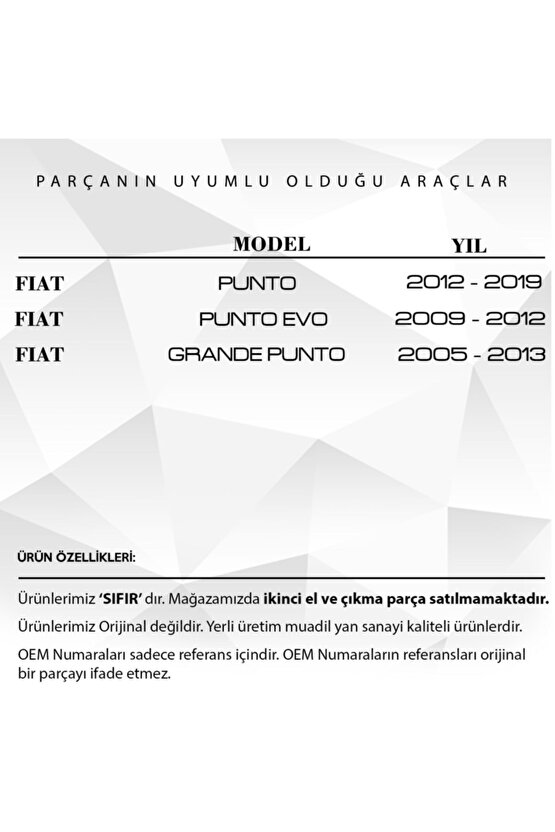 Fiat Punto, Punto Evo Için Ön Cam Suyu Fıskiye Memesi 2li