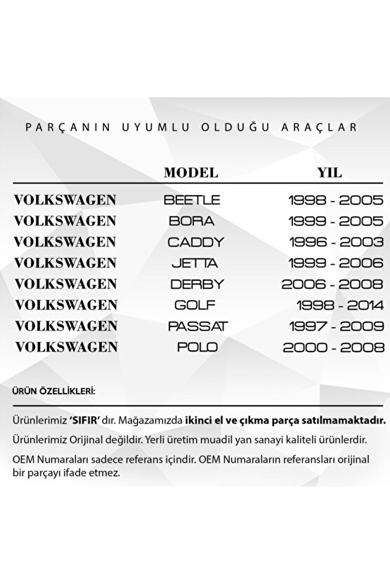 Vw Golf, Audi A3, Seat, SkodaUyumlu  Motor Muhafaza Tapası 2li