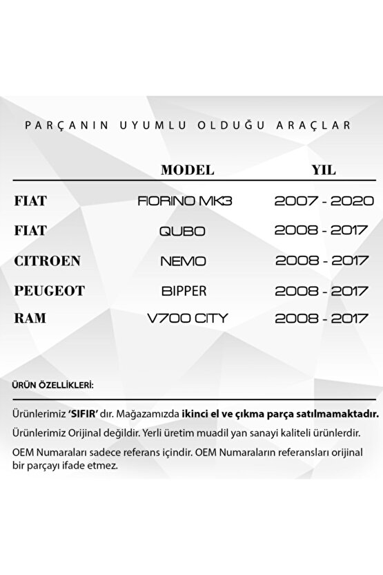 Fiorino İçin Bagaj Kapı İçten Açma Teli  Sağ