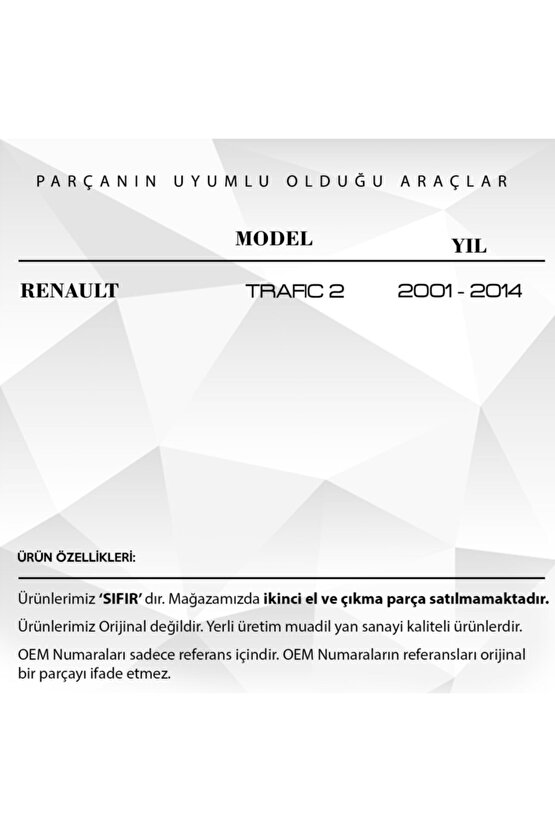 Renault Traffic Için Kaput Kilit Karşılığı