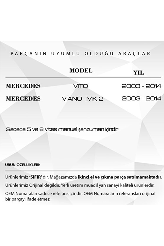 Mercedes W639,vito,viano Için Vites Tamir Burcu