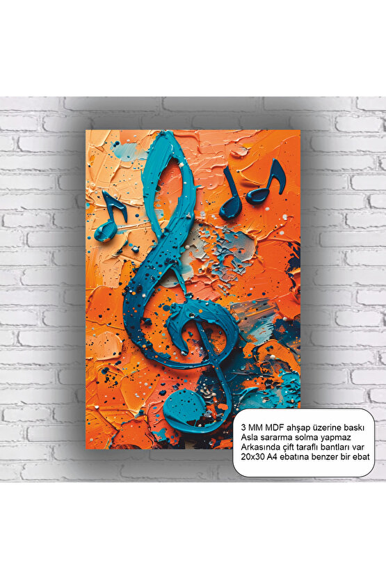 müzik notası sol anahtarı ev dekorasyon mdf tablo retro ahşap poster