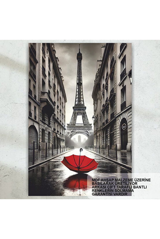 fransa paris sokak eyfel kulesi nostaljik dekorasyon retro ahşap poster tablo