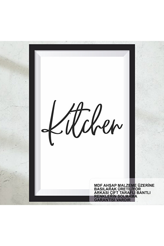 kitchen mutfak yazısı ev dekorasyon çerçeve görünümlü ahşap tablo poster