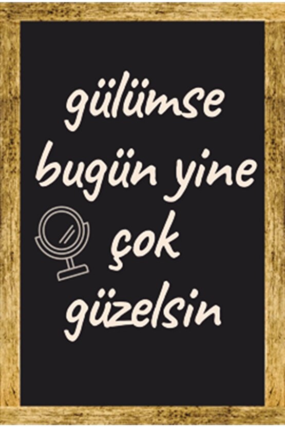 Gülümse Çok Güzelsin Retro Ahşap Poster