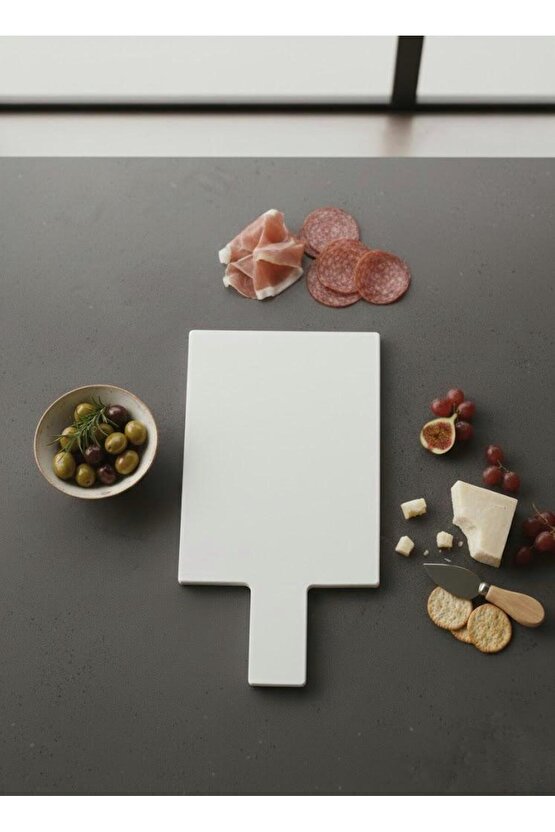 Şık ve Modern Beyaz Mermer Sunum ve Kesme Tahtası