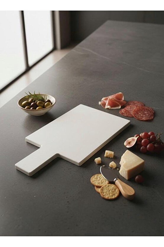 Şık ve Modern Beyaz Mermer Sunum ve Kesme Tahtası