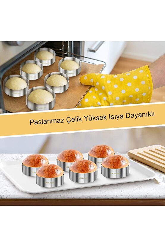 Narkalıp Yuvarlak Hamburger,Omlet Pasta Pişirme Kalıbı Çap 10cm Derinlik 3,5cm 6 Adet